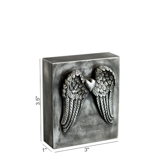 valentines Day Gift : Wings of  Love with Heart ( Antique Silver)