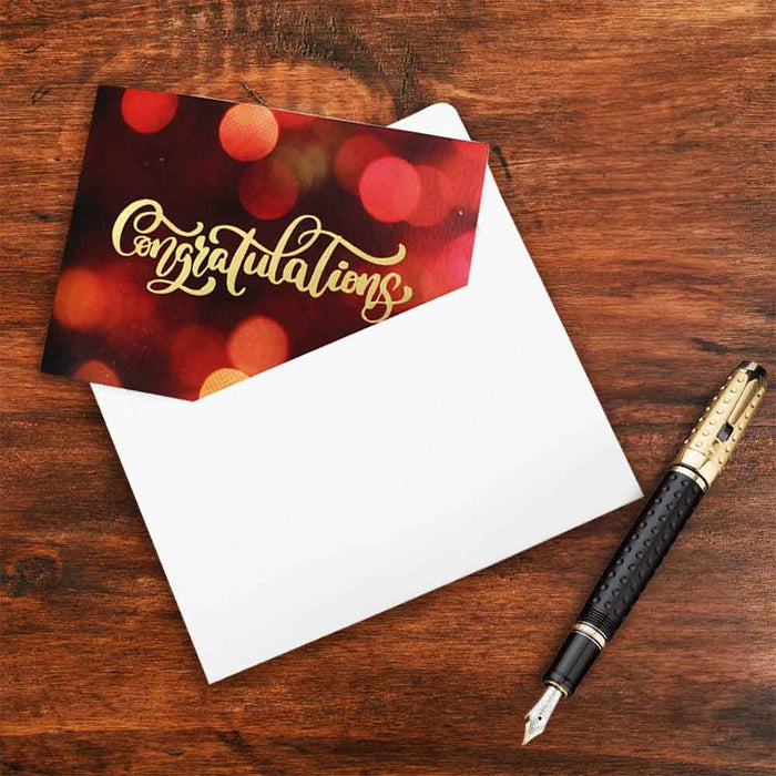 Congratulations Card With 3D Starburst Design (Magnificent Red), Premium Quality Leadership Cards By Pinnacle, Set of 5 Cards With Envelopes