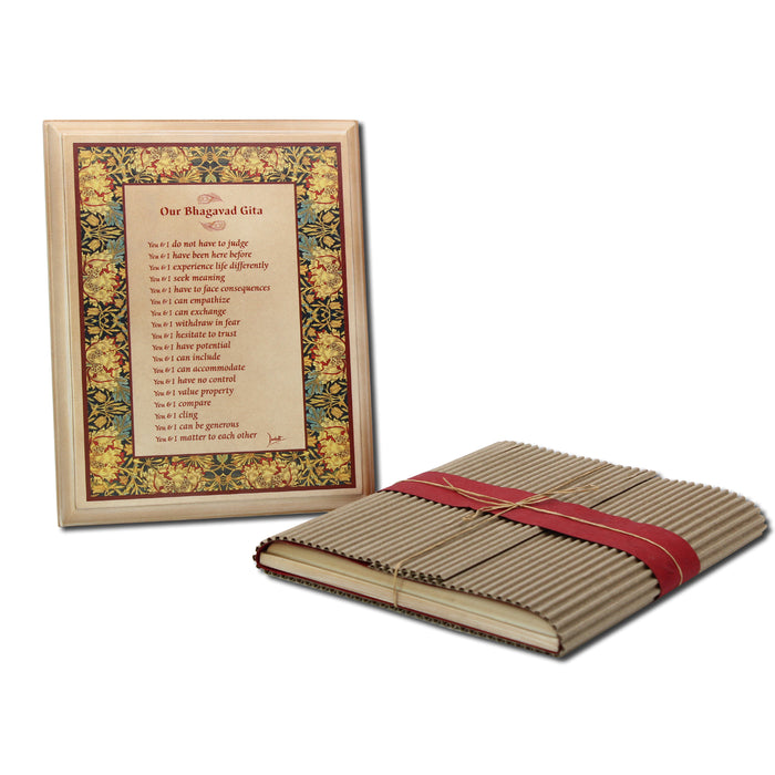Bhagavad Gita Wall Hanging or Desk Art, 18 Lessons from Bhagavad Gita by Devdutt Pattanaik, Bhagavad Gita Wall frame, Inspirational Art for Office, living room, Study room, Home Office, MDF Wooden Plaque.