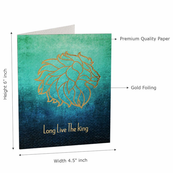 Long Live The King Cards, Exclusive Design, Gold Foiling, (Turquoise, blue, teal) Premium Quality Leadership Cards By Pinnacle, Set of 5 with envelopes
