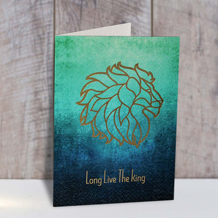Long Live The King Cards, Exclusive Design, Gold Foiling, (Turquoise, blue, teal) Premium Quality Leadership Cards By Pinnacle, Set of 5 with envelopes