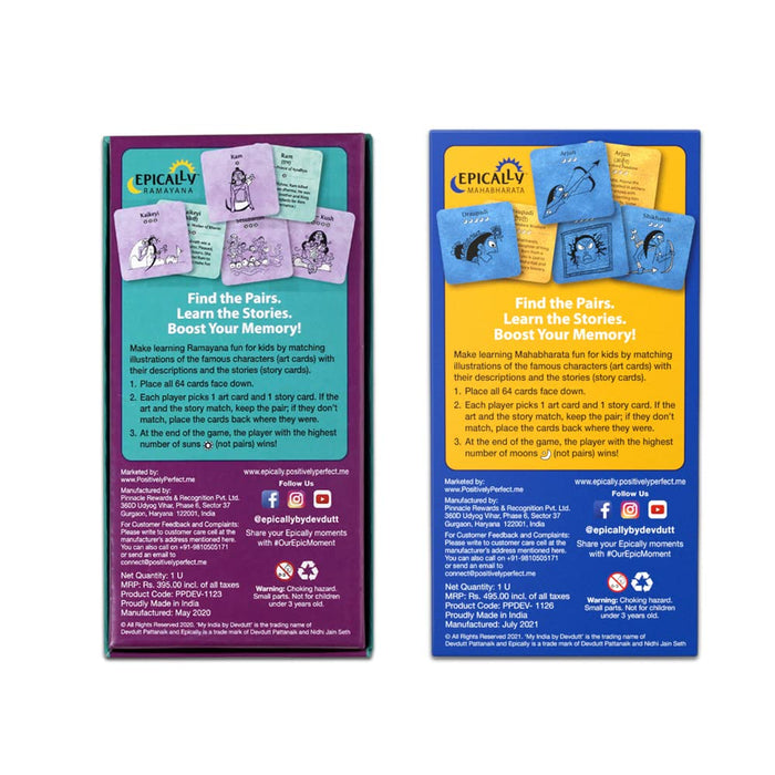 Epically Ramayana, Mahabharata Memory Matching Game for Kids by Devdutt Pattanaik in English- Set of 2 Games