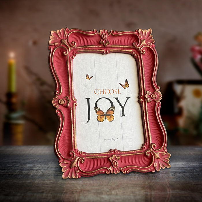 Designer Photo Frame with 10 Motivational Quotes (Color Magenta with Gold Highlight)