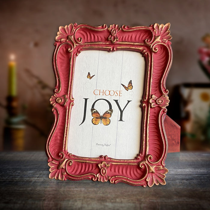Designer Photo Frame with 10 Motivational Quotes (Color Magenta with Gold Highlight)