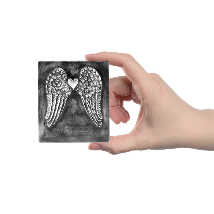 valentines Day Gift : Wings of  Love with Heart ( Antique Silver)