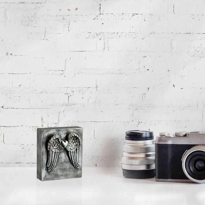 valentines Day Gift : Wings of  Love with Heart ( Antique Silver)
