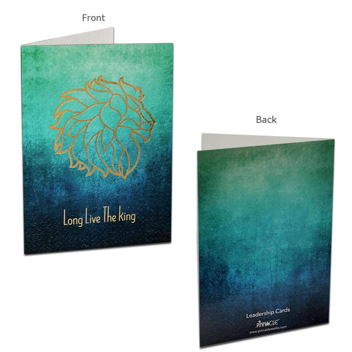 Long Live The King Cards, Exclusive Design, Gold Foiling, (Turquoise, blue, teal) Premium Quality Leadership Cards By Pinnacle, Set of 5 with envelopes