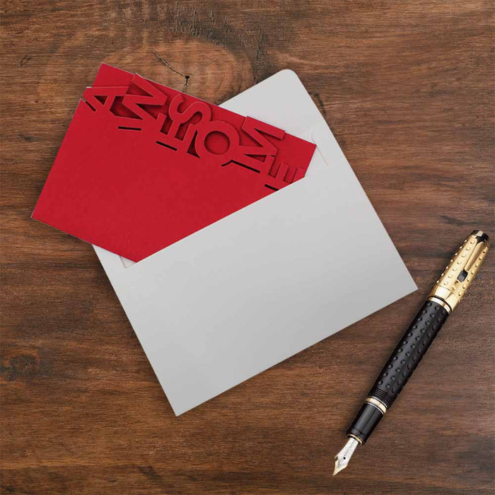 Awesome Cards Exclusive Laser Cut Design (Magnificent Red), Premium Quality Leadership Cards By Pinnacle, Set of 5 With Envelopes