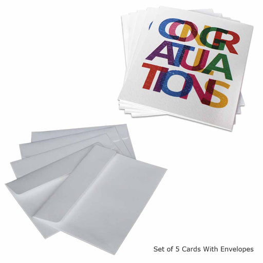 Congratulations Cards Exclusive Colorful Design (Multicolor), Premium Quality Leadership Cards By Pinnacle, Set of 5 with Envelopes