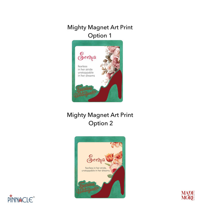 Mighty Picture Frame Fridge Magnet: Fearless & Unstoppable- Calming Sea Green