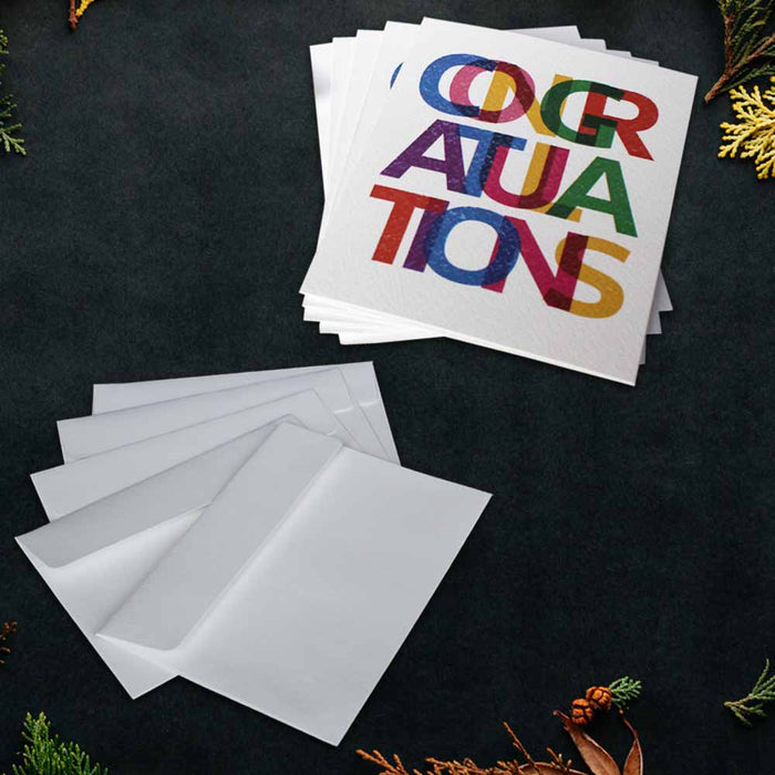 Congratulations Cards Exclusive Colorful Design (Multicolor), Premium Quality Leadership Cards By Pinnacle, Set of 5 with Envelopes