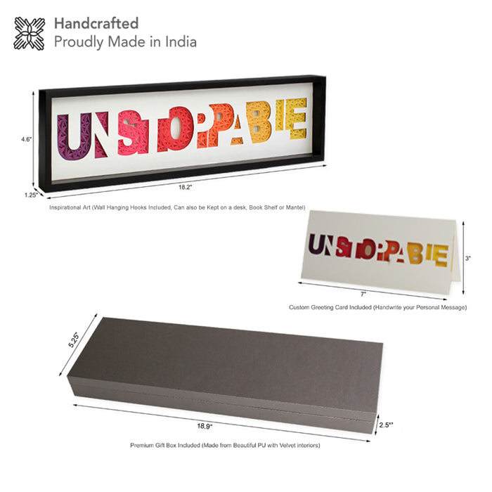 Unstoppable Inspirational Motivational Wall Art, Paper Art, Home Decor, Office Decor. Creative Award for Leaders