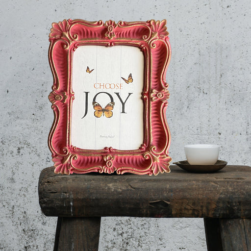 Designer Photo Frame with 10 Motivational Quotes (Color Magenta with Gold Highlight)