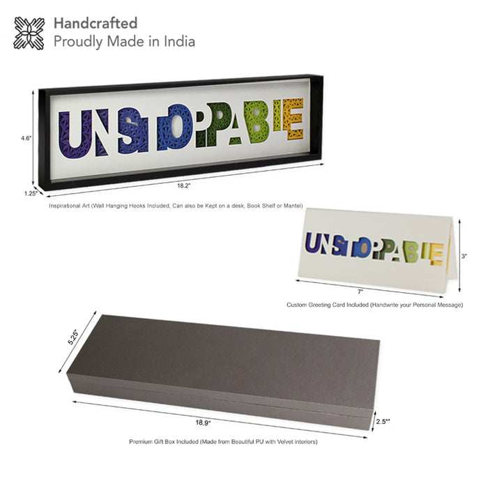 Unstoppable Inspirational Motivational Wall Art, Paper Art, Home Decor, Office Decor. Creative Award for Leaders