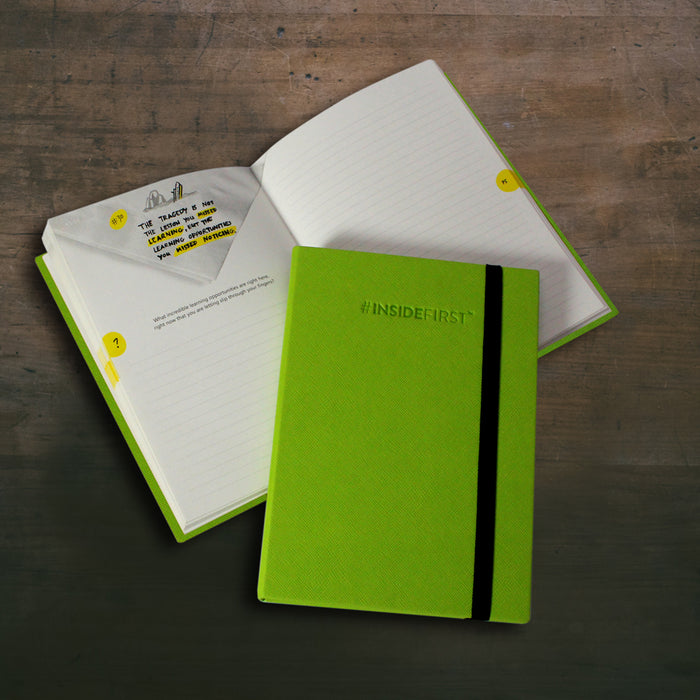 InsideFirst Journal, The Journal for Super Achievers, 34 Insights to Action, To Think List, To Thank List. Best Induction Gift, Color (Profitable Green)
